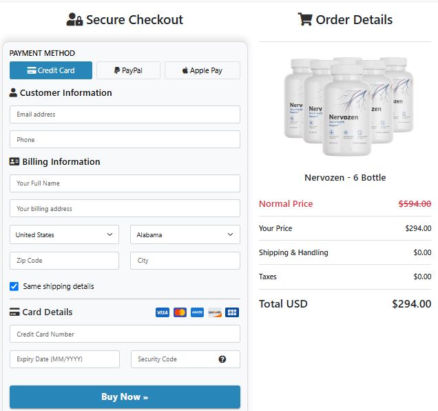 nervozen-pricing-table
